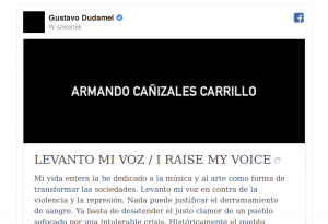 Gustavo Dudamel wzywa do porozumieniaGustavo Dudamel wzywa do porozumienia